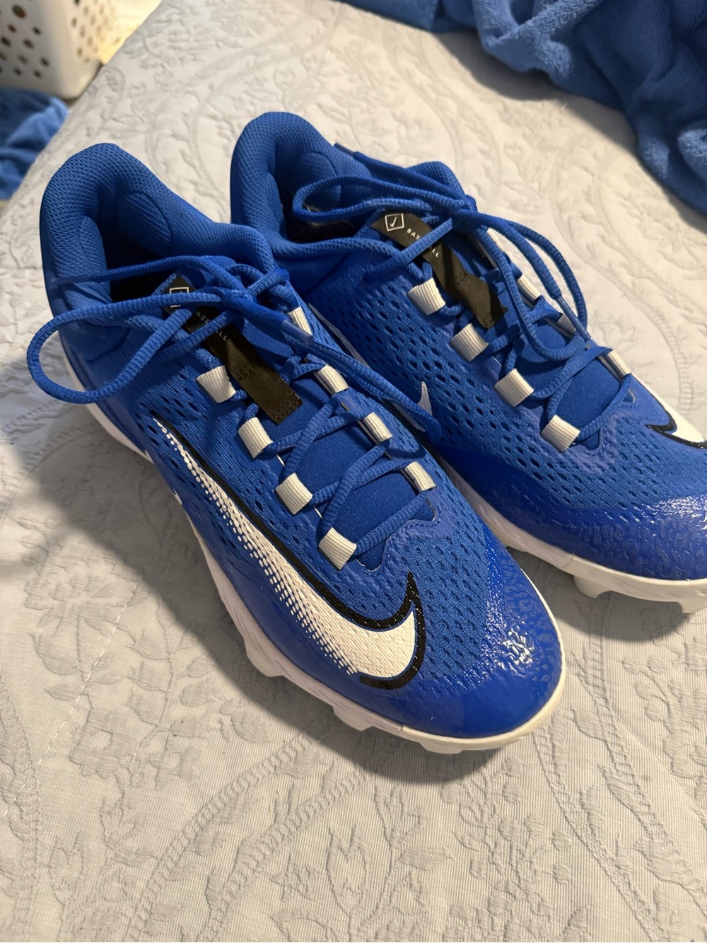 Nike Royal Blue Athletic Shoes with White and Black Swoosh
